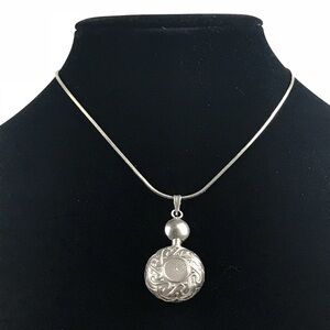 Vtg Taxco Sterling Silver Repousse Bottle Necklace